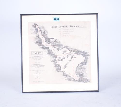 LOCH LOMOND STEAMERS, A SOUVENIR NAPKIN, WITH MENU TARIFF
