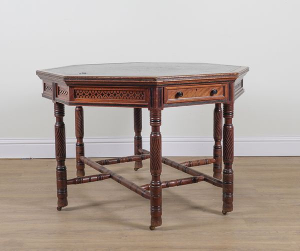 A LATE 19TH CENTURY MAHOGANY OCTAGONAL TWO DRAWER CENTRE TABLE