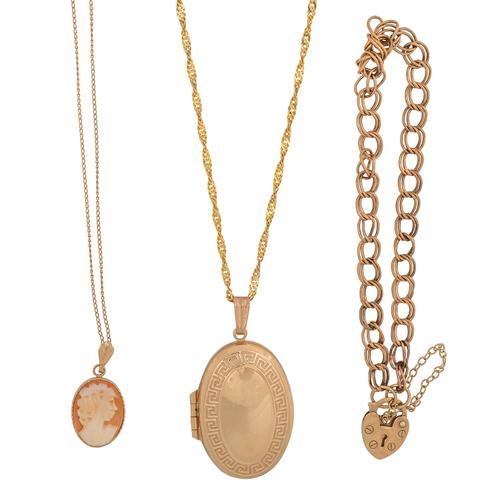 A GROUP OF MOSTLY 9CT GOLD JEWELLERY (5)