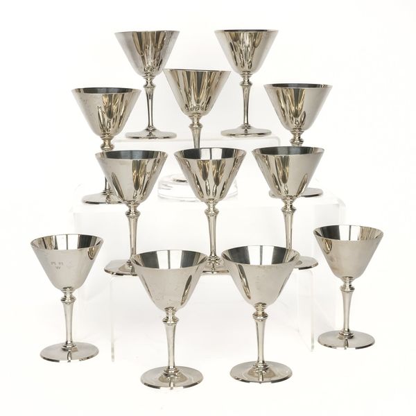 A SET OF TWELVE TIFFANY AND CO STERLING SILVER GOBLETS (24)