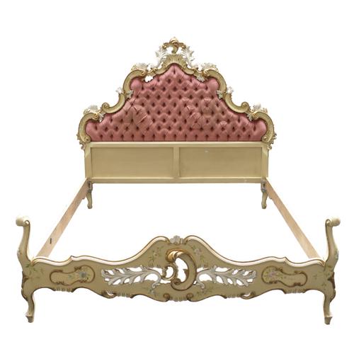 A MODERN POLYCHROME PAINTED DOUBLE BED