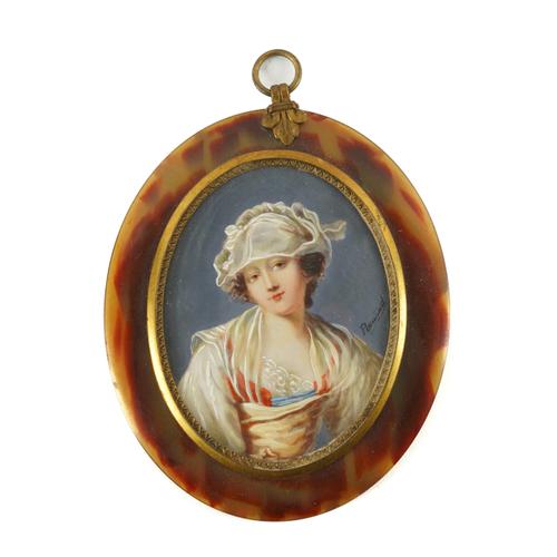 FRENCH SCHOOL: A PORTRAIT MINIATURE OF THE MILKMAID AFTER JEAN BAPTIST GREUZE (2)