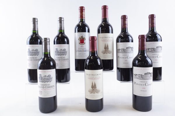 SEVEN BOTTLES FRENCH AND TWO CALIFORNIAN RED WINE