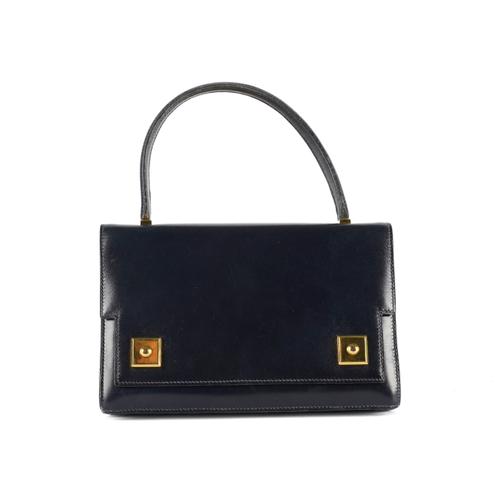 HERMES, PARIS: A DARK BLUE LEATHER 'PIANO' HANDBAG