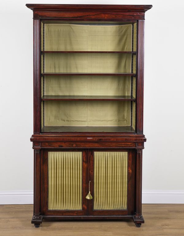 A REGENCY ROSWOOD BOOKCASE CABINET