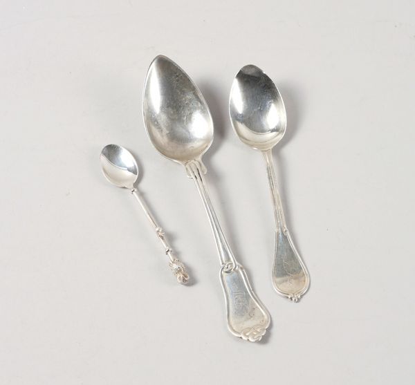 A PATRICK MAVROS SILVER SPOON AND TWO FURTHER SPOONS (3)