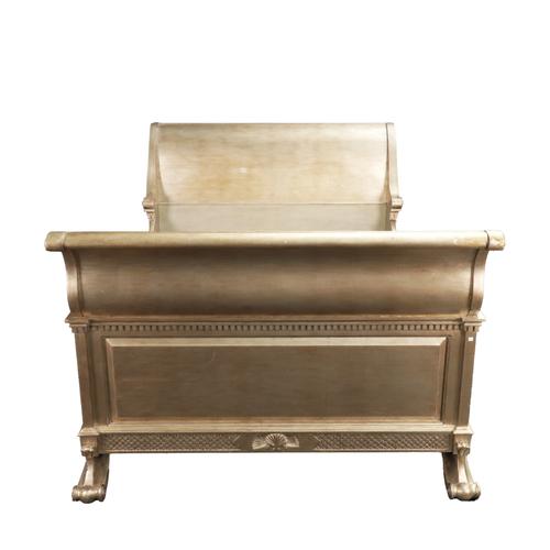 AND SO TO BED; A SILVER PAINTED SLEIGH BED