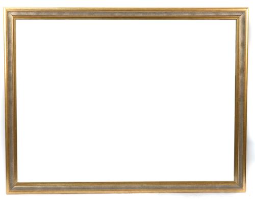 A MODERN GILT FRAMED RECTANGULAR WALL MIRROR (2)