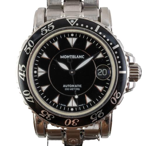 A MONTBLANC 7035 AUTOMATIC STEEL WATCH