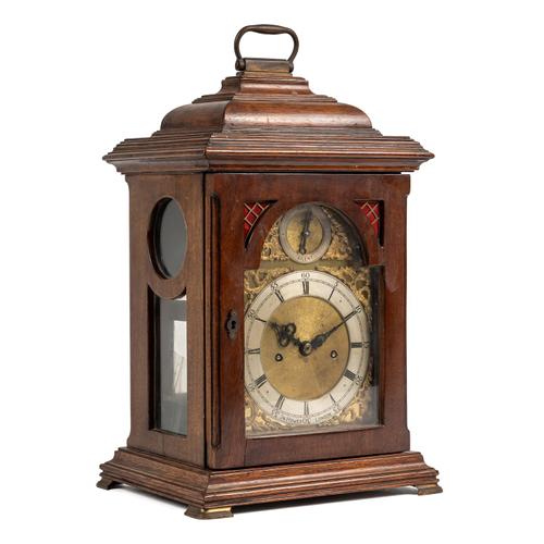 A MAHOGANY QUARTER STRIKING BRACKET CLOCK
