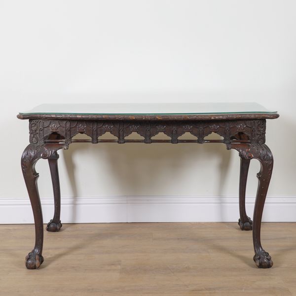 A MID 18TH CENTURY STYLE SERPENTINE MAHOGANY SIDE TABLE