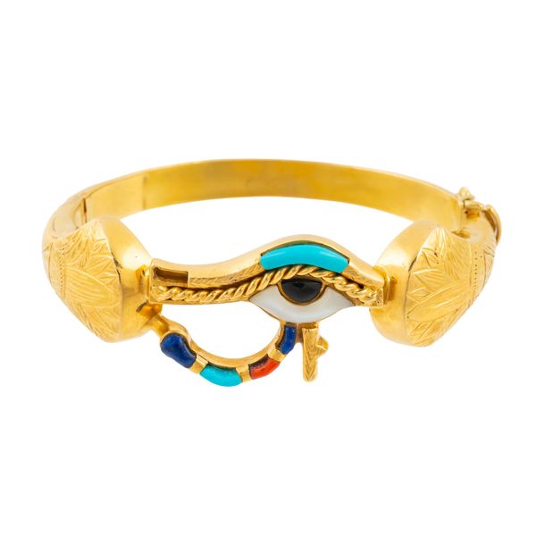 AN EYE OF HORUS HINGED BANGLE