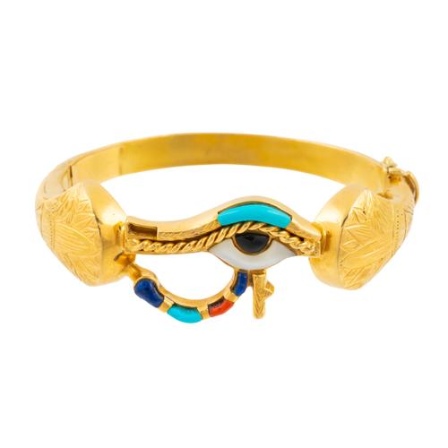 AN EYE OF HORUS HINGED BANGLE
