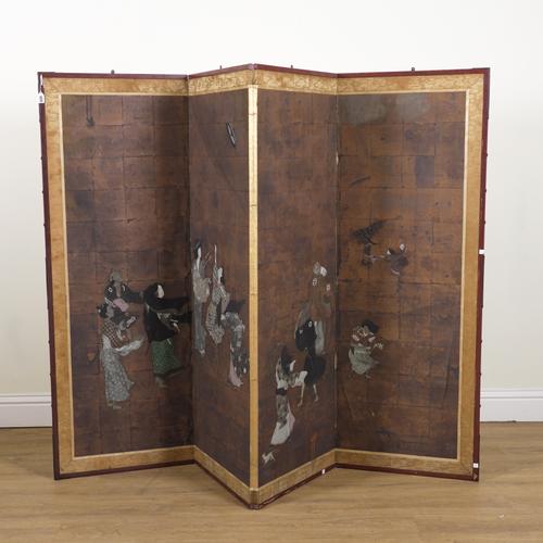 A JAPANESE FOUR-PANEL BYOBU FOLDING SCREEN