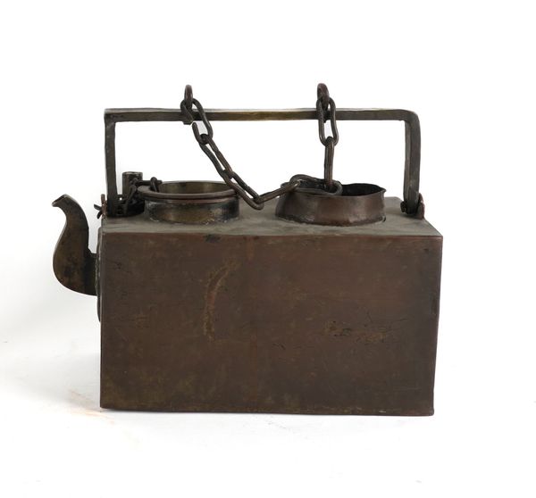 A CENTRAL ASIAN BRONZE ALLOY RECTANGULAR TEAPOT