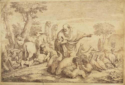 A FOLIO OF PRINTS INCLUDING NOAH LEADING THE ANIMALS TO THE ARK AFTER CASTIGLIONE