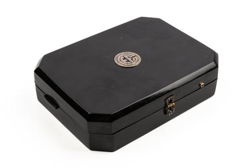 A DIAMOND SET TORTOISESHELL VANITY CASE