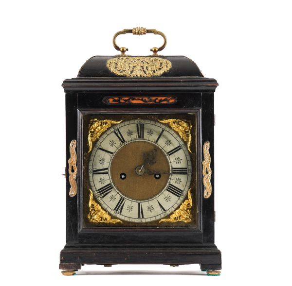 A WILLIAM AND MARY EBONISED STRIKING BRACKET CLOCK