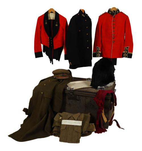 OF WORLD WAR ONE INTEREST: CONTENTS OF A TRUNK CONTAINING ROYAL MARINE ARTILLERY OFFICER’S MESS KIT, NO. 1 KIT AND CEREMONIAL UNIFORM AND OTHER ITMES