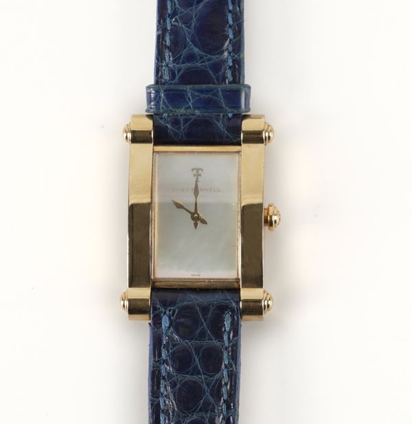 THEO FENNELL: A LIMITED EDITION LADY'S MOTHER OF PEARL & 18CT GOLD WRISTWATCH