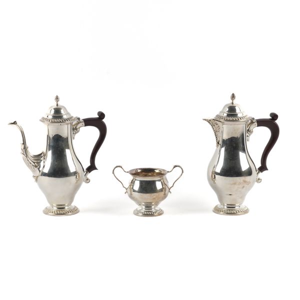 A SILVER THREE PIECE CAFE AU LAIT SET (3)