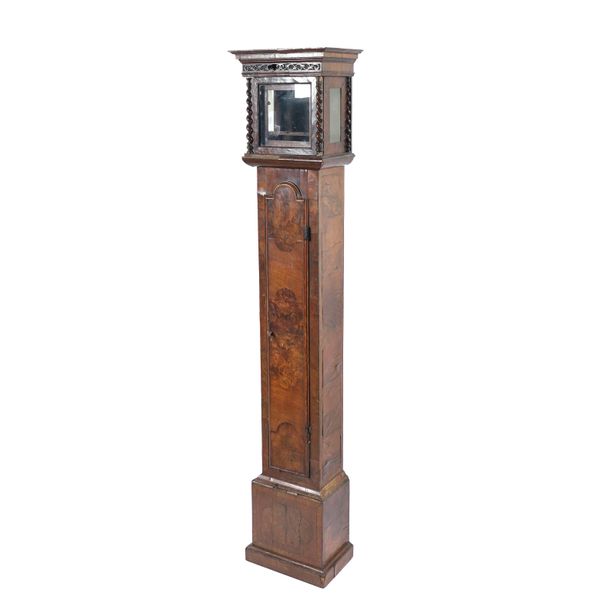 AN ANTIQUE WALNUT LONGCASE CLOCK CASE OF SMALL SIZE