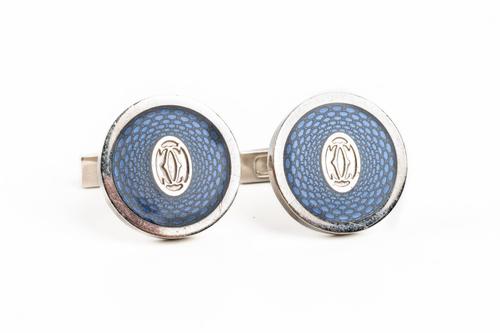 A PAIR OF CARTIER ENAMEL CUFFLINKS (3)