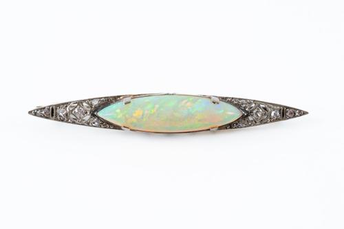 AN OPAL AND DIAMOND BROOCH
