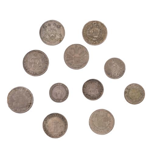 A GROUP OF ELEVEN SILVER 19TH CENTURY TOKENS (11)