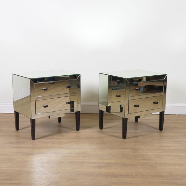 JULIAN CHICHESTER, BRIGHTON RANGE; A PAIR OF MIRRORED TWO DRAWER BEDSIDE CHESTS (2)