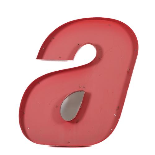 A PAIR OF RED PAINTED LARGE METAL 3D LETTERS  ‘A’ AND ‘H’