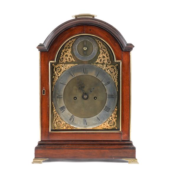 A GEORGE III BRASS MOUNTED MAHOGANY BRACKET CLOCK