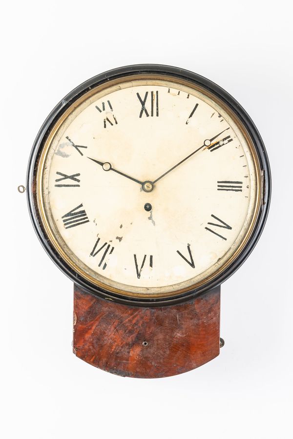 A LATE WILLIAM IV/EARLY VICTORIAN MAHOGANY DROP-DIAL WALL CLOCK