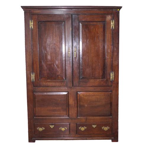 AN 18TH CENTURY PANELLED OAK HALL CUPBOARD