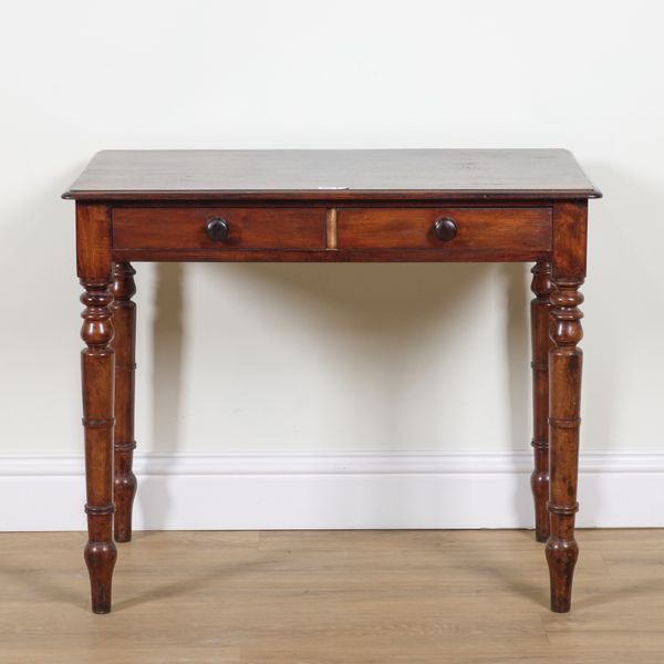 A VICTORIAN STYLE MAHOGANY TWO DRAWER SIDE TABLE