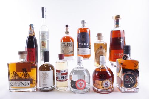 TWELVE BOTTLES BRANDY AND SPIRITS
