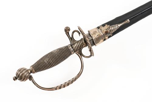A CONTINENTAL SMALL-SWORD WITH WIRE-WOUND GRIP AND SCABBARD