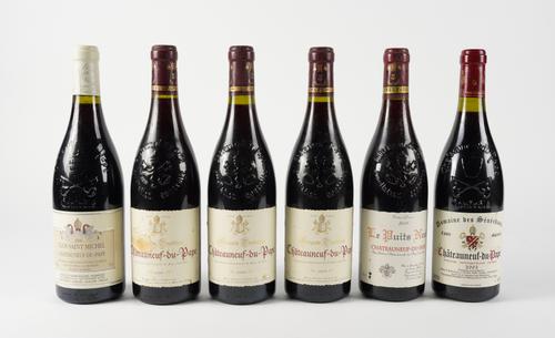 THREE BOTTLES OF GRAND TRADITION CHATEAUNEUF-DU-PAPE 2005 AND THREE OTHER BOTTLES (6)