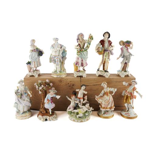 A GROUP OF GERMAN PORCELAIN FIGURES (10)