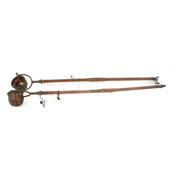 A PAIR OF UNUSUAL GIMBAL GONDOLA LANTERNS (2)
