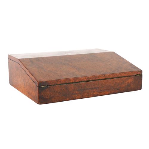 A VICTORIAN CAMPAIGN BURR MAPLE WRITING BOX