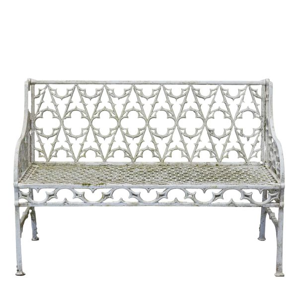 AFTER VAL D’OSNE; A WHITE PAINTED ALUMINIUM GARDEN BENCH