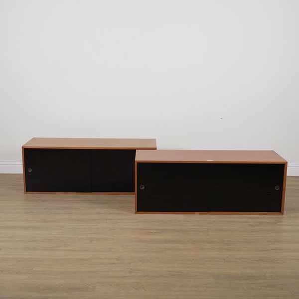 ROBIN DAY FOR HILLE; A PAIR OF MID 20TH CENTURY TEAK SIDE CABINETS (2)