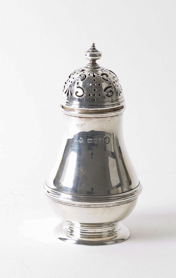 A SILVER SUGAR CASTER