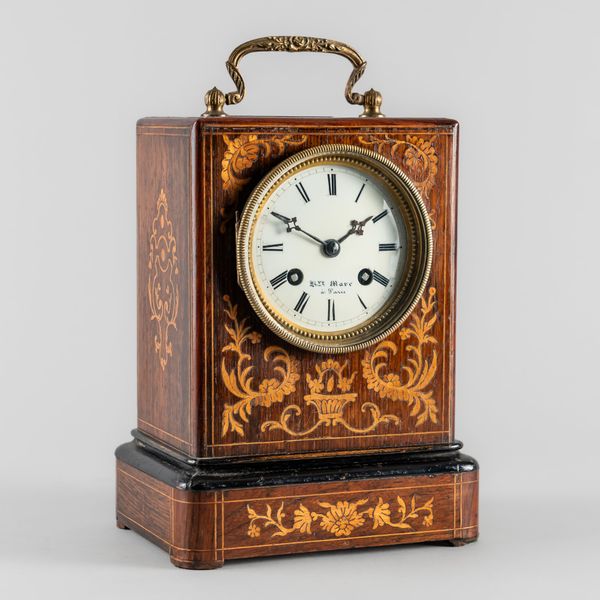 A LOUIS-PHILIPPE ROSEWOOD AND MARQUETRY-INLAID MANTEL CLOCK