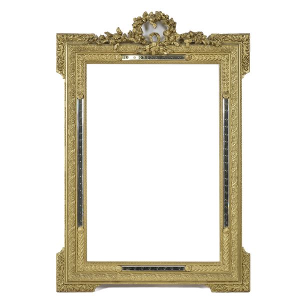 A 19TH CENTURY FRENCH GILT FRAMED MARGINAL WALL MIRROR