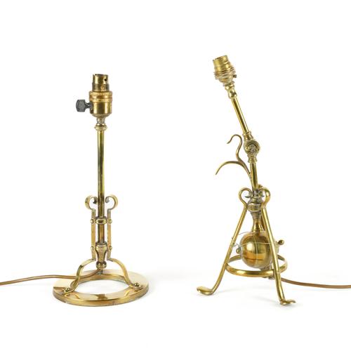 TWO ARTS & CRAFTS BRASS TABLE LAMPS (2)