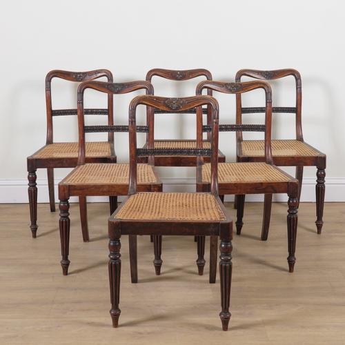 A SET OF SIX REGENCY FAUX ROSEWOOD DINING CHAIRS (6)