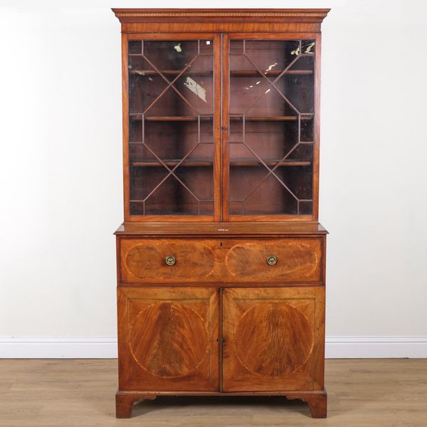 A GEORGE III MAHOGANY SECRETAIRE BOOKCASE