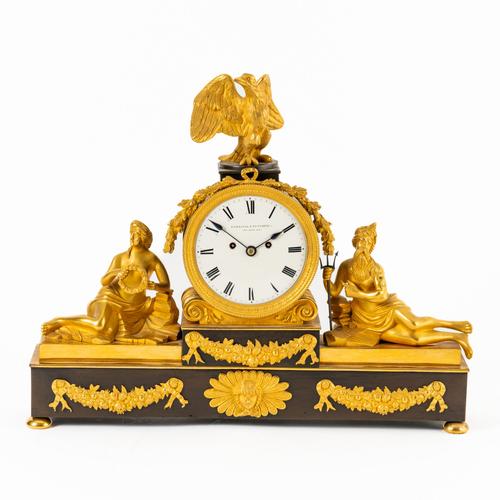 A LATE GEORGE IV ORMOLU AND BRONZE QUARTER STRIKING MANTEL CLOCK WITH PLATFORM ESCAPEMENT